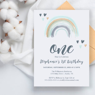Orçamento de 1º Aniversário Azul Boho Arco-Íris