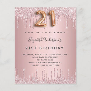 Orçamento de 21º aniversário rosa poeira brilho go
