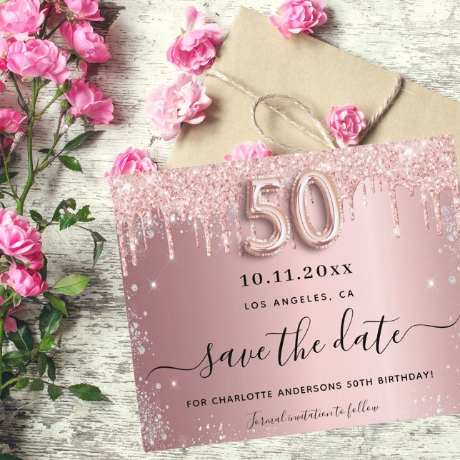 Orçamento de 50º aniversário rosa prata save the d (Criador carregado)
