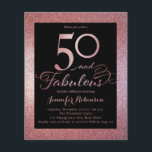Orçamento de 50 Convite de Aniversário Fabuloso em<br><div class="desc">Convite de aniversário com orçamento de 50 anos em dourado rosa fabuloso</div>