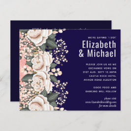 Orçamento de casamento floral rosa claro azul mari