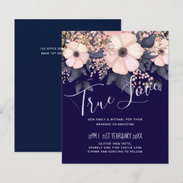 Orçamento de Casamento Moderno Azul Marinho Rosa