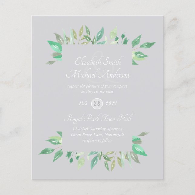 Orçamento de Convite para Casamento Verde Moderno (Frente)