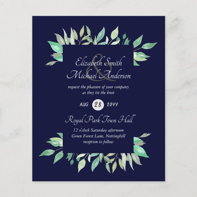 Orçamento de Convite para Casamento Verde Moderno (Frente)