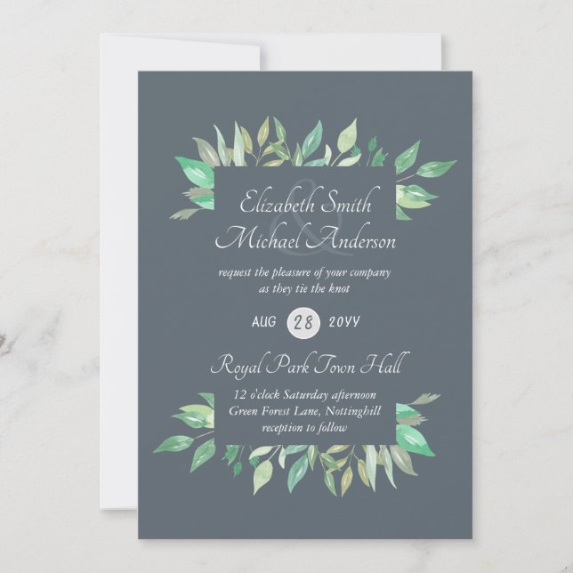 Orçamento de Convite para Casamento Verde Moderno (Frente)