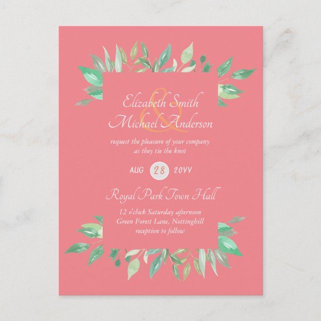 Orçamento de Convite para Casamento Verde Moderno (Frente)