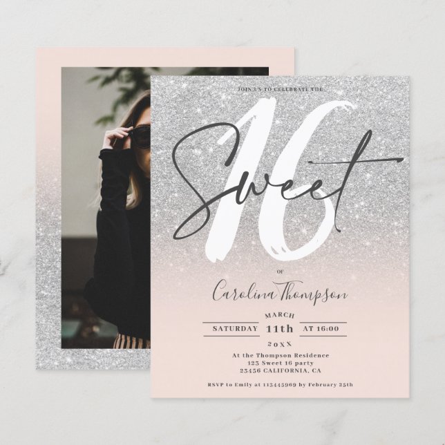 Orçamento de foto cor-de-rosa com brilho do fígado (Frente/Verso)