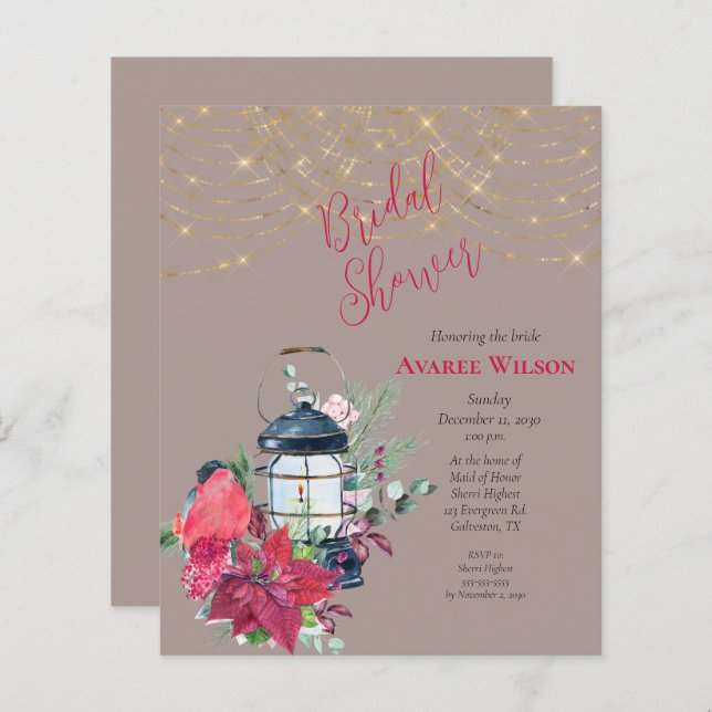 Orçamento de Natal Lanterna Poinsettia Evergreens (Frente/Verso)