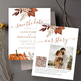 Orçamento de outono casamento foto QR salve a data