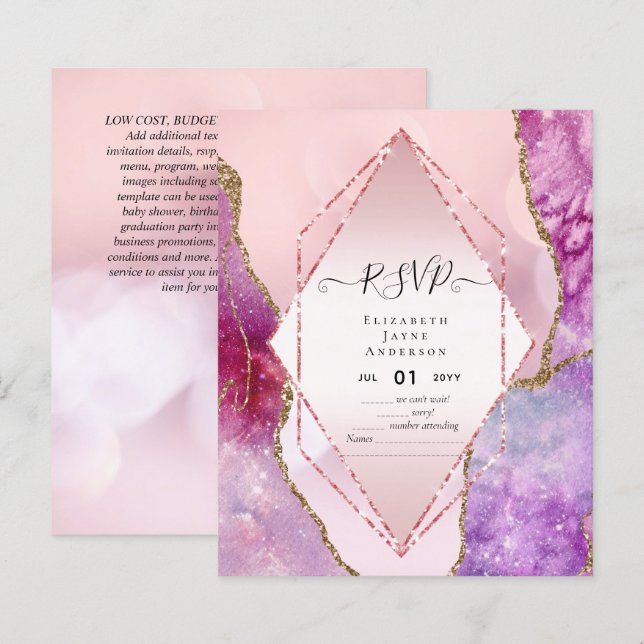 Orçamento de RSVP do AGATE GLITTER (Frente/Verso)