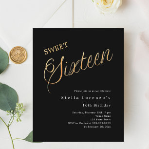 Orçamento de script de ouro preto Sweet 16 convite