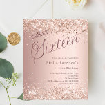orçamento de script rosa gold Sweet 16 convite<br><div class="desc">Um 16 convite moderno. fundo rosa de gradiente dourado e a palavra dezesseis escrita com letras grandes. Decorado com brilho falso,  brilhos. Personalize e adicione um nome e detalhes da parte. 1 folha = 1 convite impresso de borda a borda.</div>