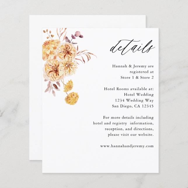 Orçamento: Detalhes do Boho Floral do Ouro Amarelo (Frente/Verso)