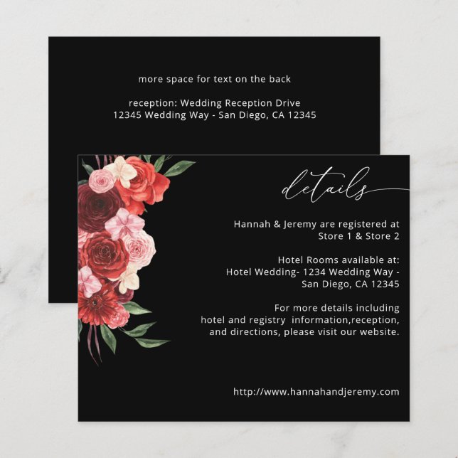 Orçamento Detalhes Florais Vermelhos - Preto (Frente/Verso)