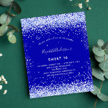 Orçamento Doce 16 convite branco azul real<br><div class="desc">Um convite moderno,  na moda e glamouroso para uma doce festa de aniversário 16,  16. Um fundo azul real,  decorado com brilhos falsos. Personalize e adicione seu nome e detalhes da festa.</div>