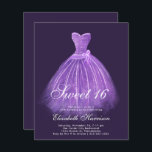 Orçamento Doce 16 Festa de aniversário de palhaço<br><div class="desc">Convite de aniversário elegante e acessível,  púrpura escura,  doce 16,  apresentando uma aquarela de um vestido roxo com sotaques prateados e "Doce Dezesseis" e seu nome em um roteiro branco na moda.</div>