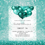 Orçamento Doce 16 luvas de prata<br><div class="desc">Para um doce elegante 16,  16 anos. Um fundo metálico falso prateado. Decorado com pó de farelo lacrimal e balões. Personalize e adicione um nome,  idade e detalhes da festa. O nome é escrito com um script de estilo manuscrito</div>