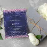 Orçamento Doce 16 marinho azul cor-de-rosa convite<br><div class="desc">Um convite moderno,  na moda e glamouroso para uma doce festa de aniversário 16,  16. Um fundo azul marinho,  decorado com poeira luminosa rosa. A cor azul é irregular. Personalize e adicione seu nome e detalhes da festa.</div>