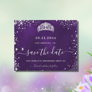 Orçamento Doce 16 relâmpago prateado roxo data de 
