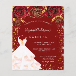 Orçamento Doce 16 vestido branco de ouro vermelho