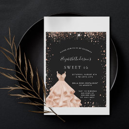 Orçamento Doce 16 vestido preto de ouro-rosa