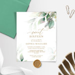 Orçamento Dourado e Eucalyptus Sweet 16 Aniversári<br><div class="desc">** Insira o H022 na pesquisa da loja para encontrar todos os itens correspondentes *** Ou visite nossa Coleção de Recursos Genéricos Eucalyptus. *** Este design de alta qualidade é fácil de personalizar para corresponder às suas cores, estilos e temas. Para mais personalização, clique no link "Editar usando a Ferramenta...</div>