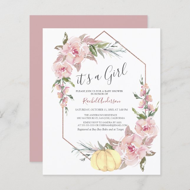 Orçamento É um Convite para Chás de fraldas de Abó (Frente/Verso)