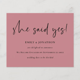 Orçamento Ela Disse Sim Anúncio de Noivado Rosa