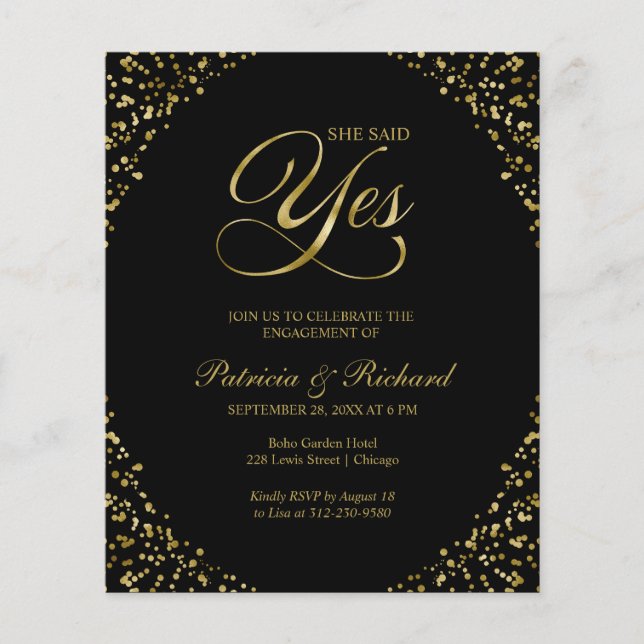 Orçamento Ela Disse Sim Convite Festa de noivado (Frente)