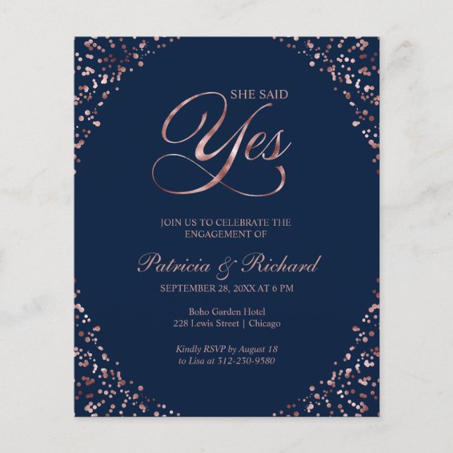 Orçamento Ela Disse Sim Convite Festa de noivado (Frente)