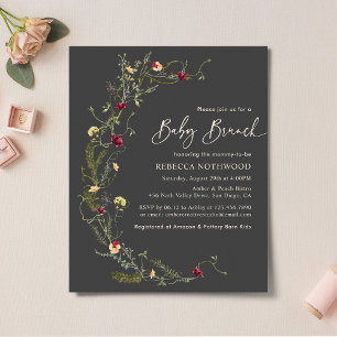 Orçamento Elegante Boho Cinza Wildflower Baby Brun