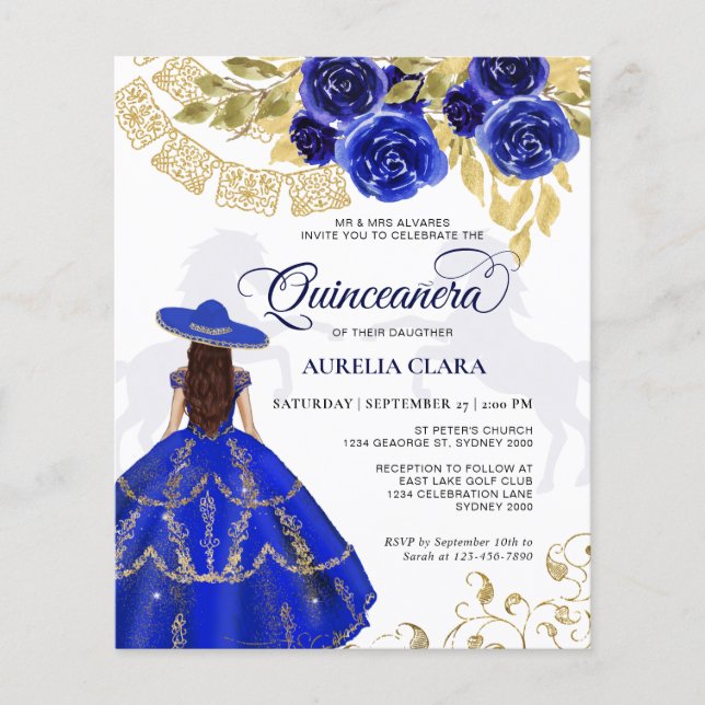Orçamento Elegante Cavalo Azul Azul Real Quinceañe (Frente)