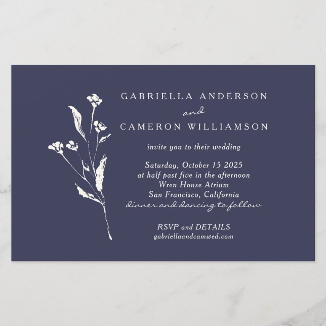 Orçamento Elegante Floral Casamento Azul Marinho M (Frente)