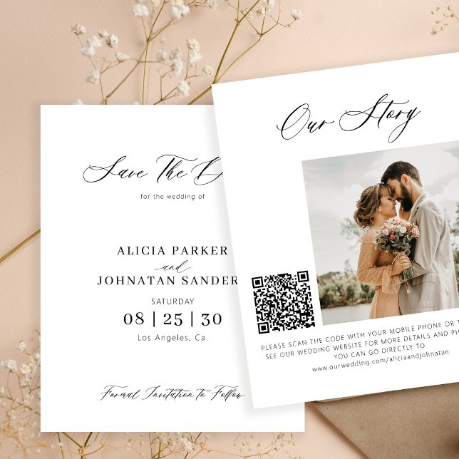 Orçamento elegante foto QR code casamento salvar d (Criador carregado)