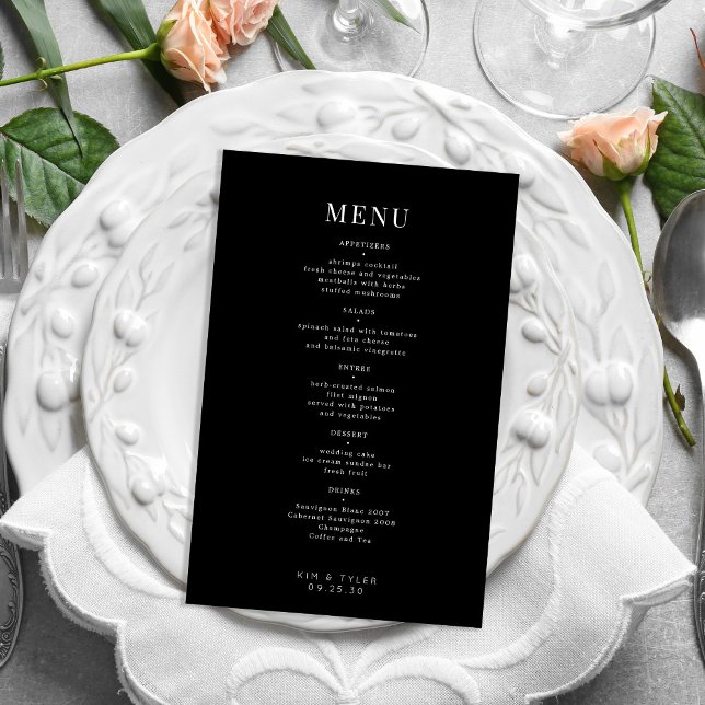 Orçamento elegante menu de casamento simples preto (Criador carregado)