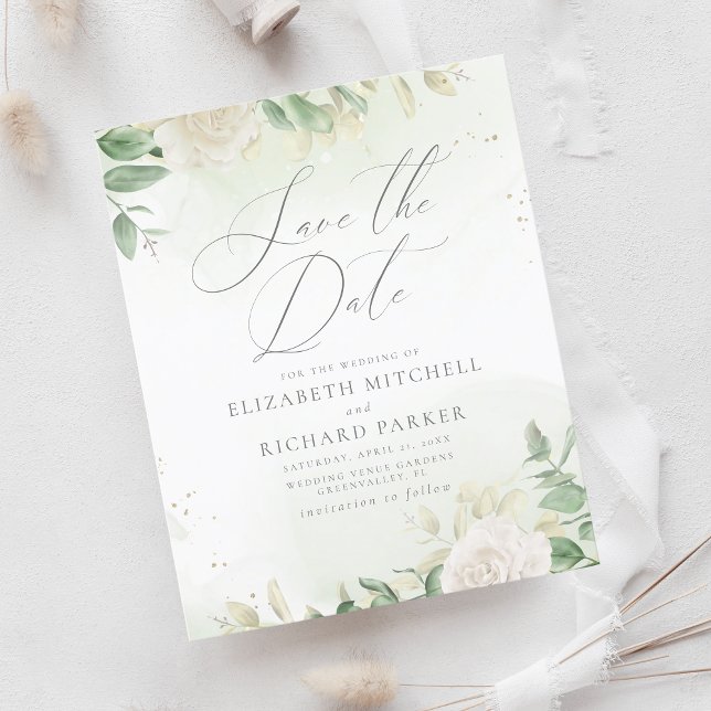 Orçamento Elegante Verde Casamento Salve A Data (Criador carregado)