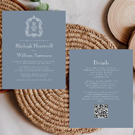 Orçamento em Azul Empoeirado com Crista de Monogra
