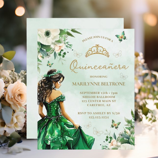 Orçamento Emerald Floral Vestido Butterfly Quincea (Criador carregado)