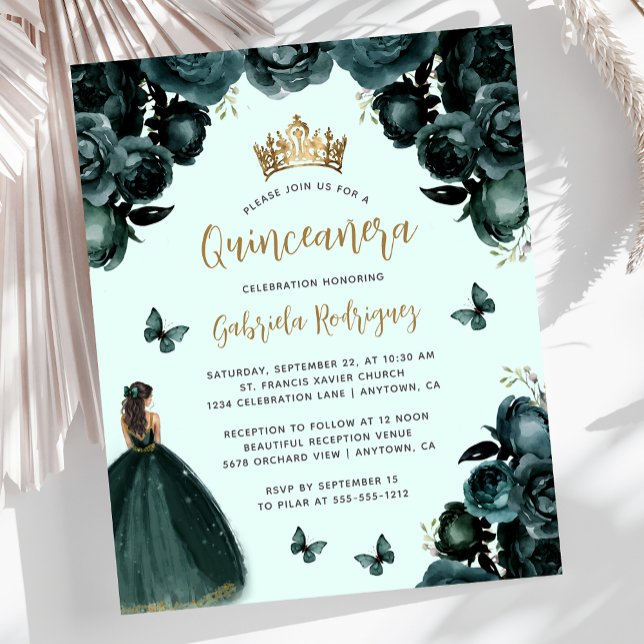 Orçamento Emerald Green Dourada Quinceañera (Criador carregado)