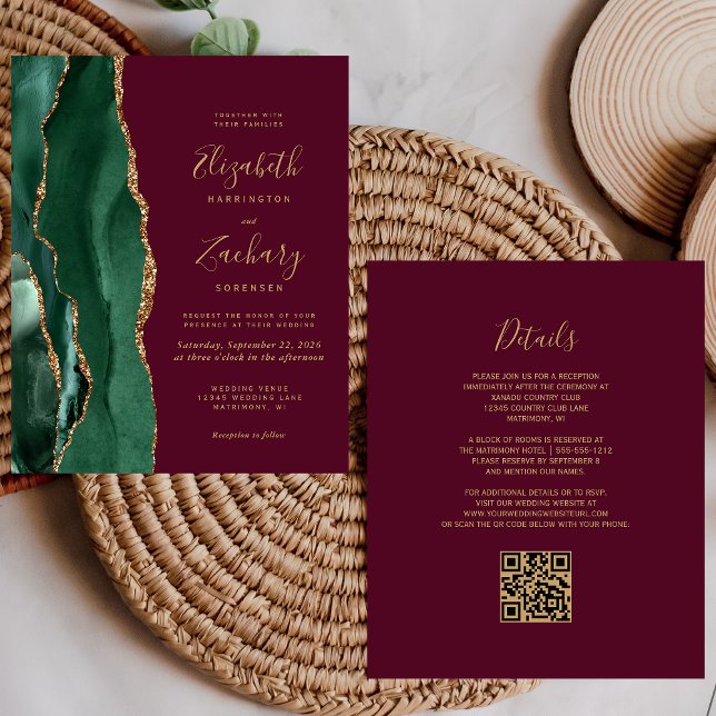 Orçamento Esmeralda Ágata Bordô Código QR Casament (Criador carregado)