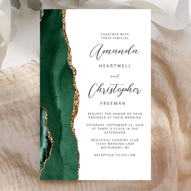 Orçamento Esmeralda Verde Dourado Ágata Casamento (Criador carregado)