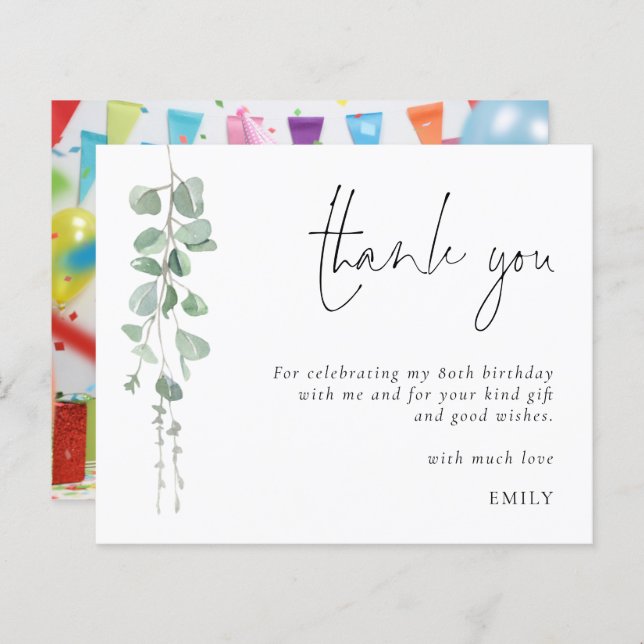 Orçamento Eucalipto 80º aniversário Foto Agradecim (Frente/Verso)