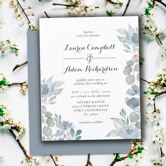 Orçamento Eucalyptus Dusty Blue Casation Convite (Criador carregado)