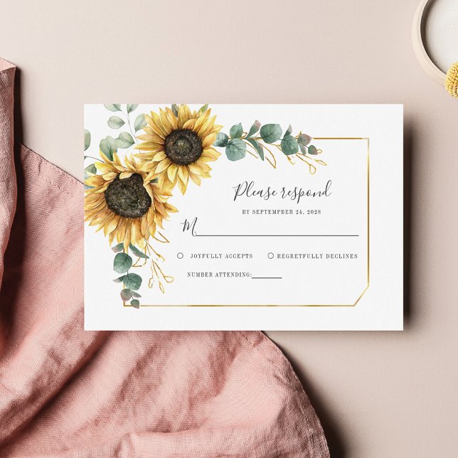 Orçamento Eucalyptus Enclosure Sunflower Placa RSV (Sunflower Eucalyptus Wedding RSVP)