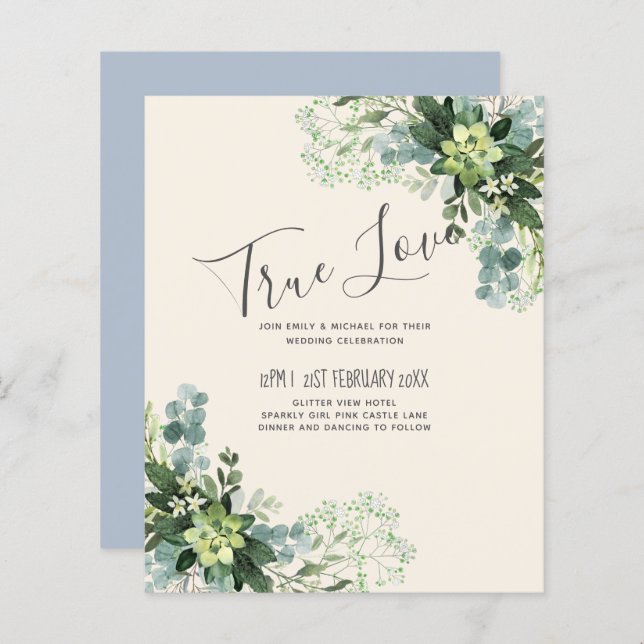 Orçamento Eucalyptus Greenery Casamento Folhagem (Frente/Verso)