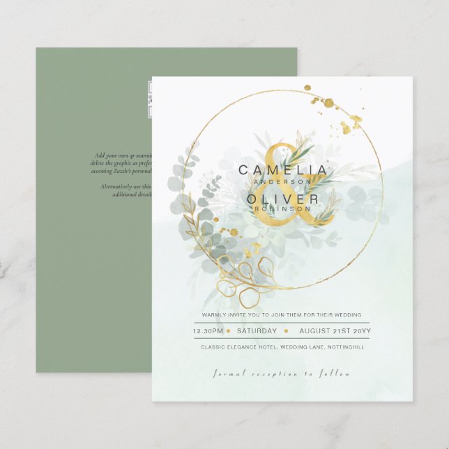ORÇAMENTO Eucalyptus Greenery Dourado Casamento CÓ (Frente/Verso)