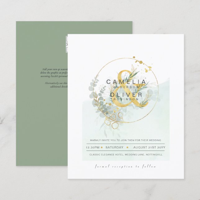 ORÇAMENTO Eucalyptus Greenery Dourado Casamento CÓ (Frente/Verso)