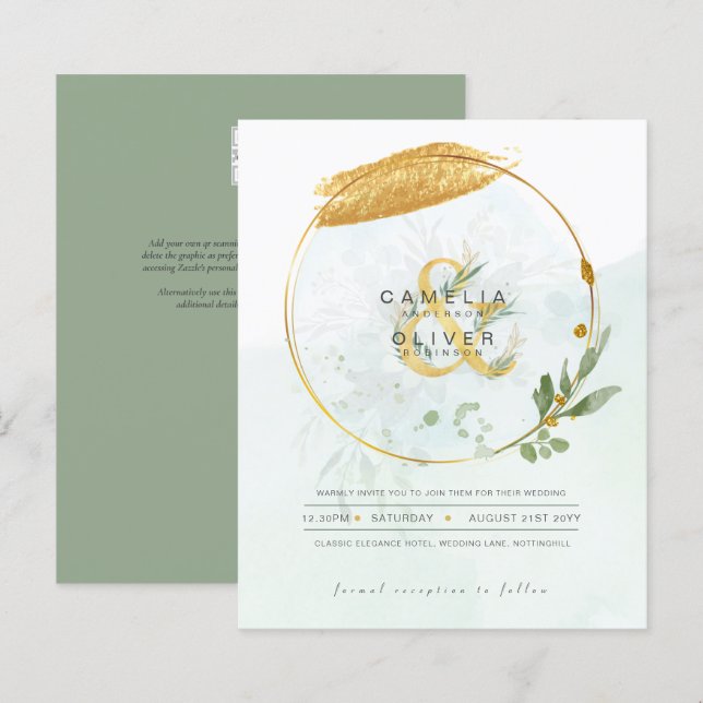 ORÇAMENTO Eucalyptus Greenery Dourado Casamento CÓ (Frente/Verso)