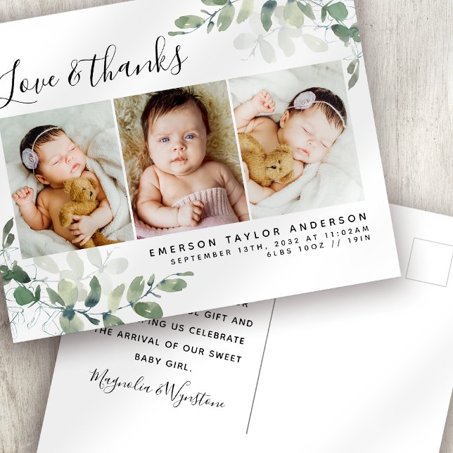 Orçamento Eucalyptus Photo Baby Obrigado Cartão-po (Criador carregado)