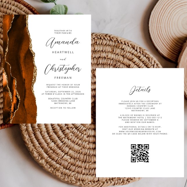 Orçamento Ferrugem Ouro Ágata Código QR Casamento (Criador carregado)